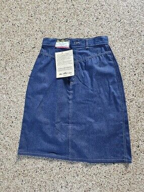 Vintage New W Tag Ms Chic By H.I.S. Chic Blue Denim Pencil Skirt Size 12